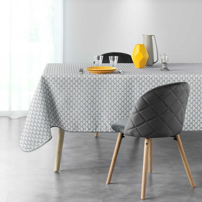 NAPPE RECTANGLE 150X240 CM POLYESTER IMPRIME ARTCHIC BLANC