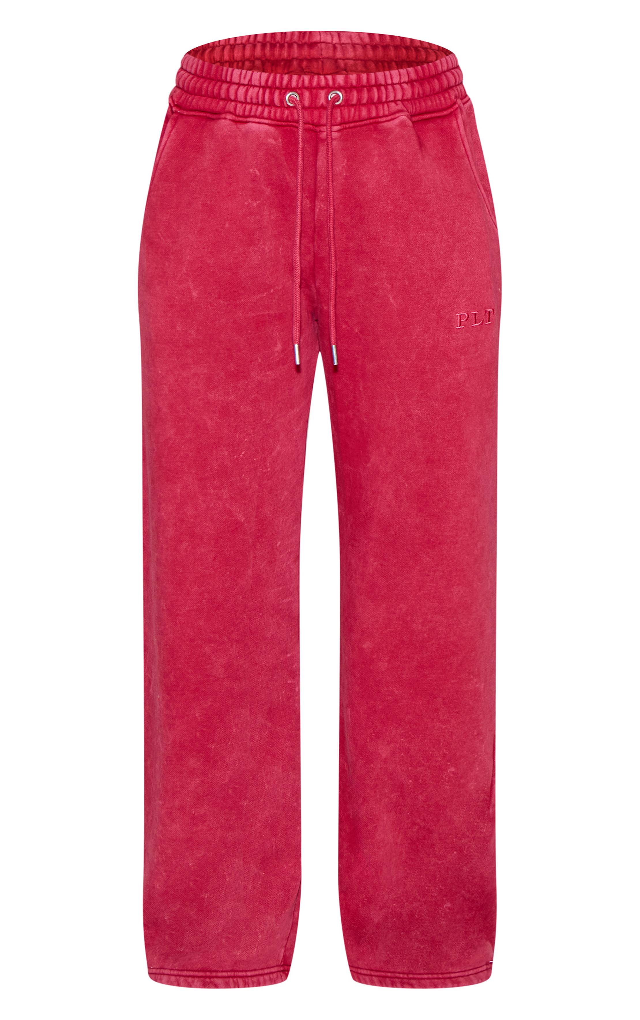 Rouge Joggers Larges Délavés