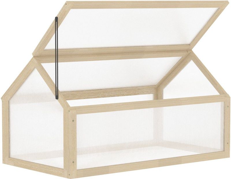 Outsunny - Kweekkas - Natuurlijk Hout - 90x52x49,5 cm
