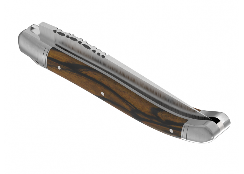 Couteau Laguiole avec un manche en bois d'ébène royal et 2 mitres en acier inoxydable