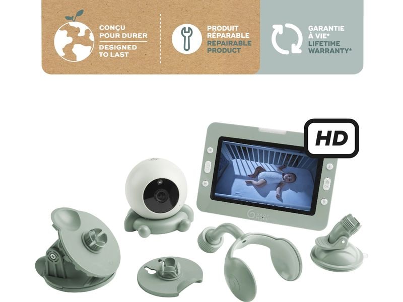 Babymoov Babyphone mit Kamera Yoo Go Plus HD Grün Video-Babyphone mit hochwertigem Bildschirm