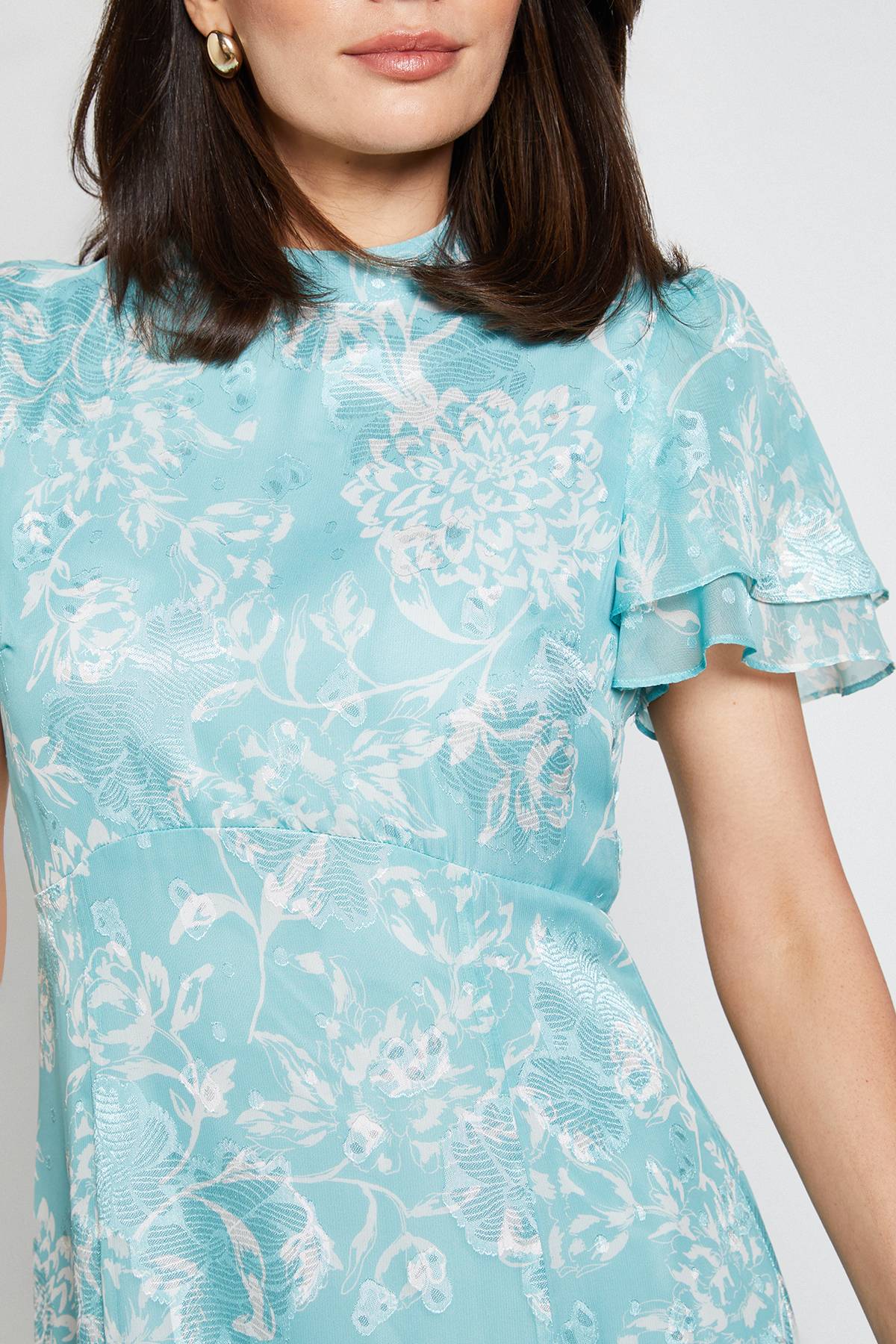 Wallis Robe Midi À Volants Avec Motif Floral Dévoré