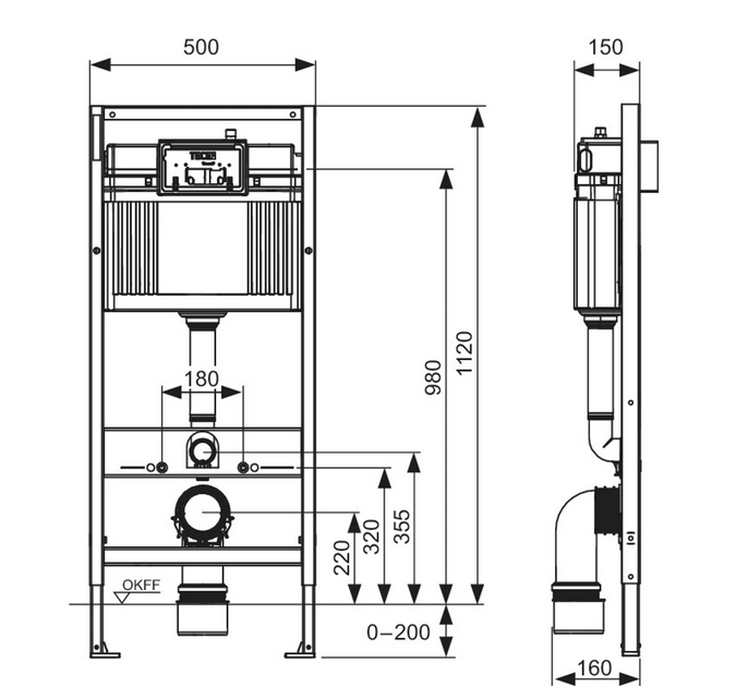 TECEprofil WC-module met universele spoelbak, inbouwhoogte 820 mm (9300301)