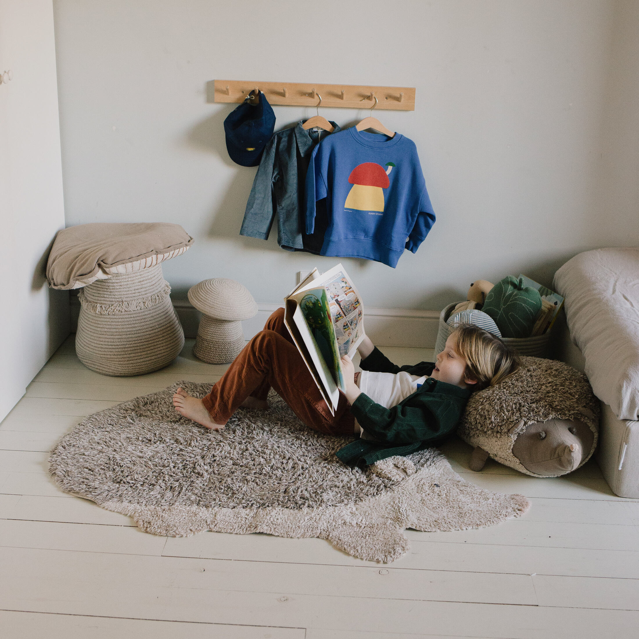 ANIMAL RUGS - Tapis ours lavable en coton | Marron