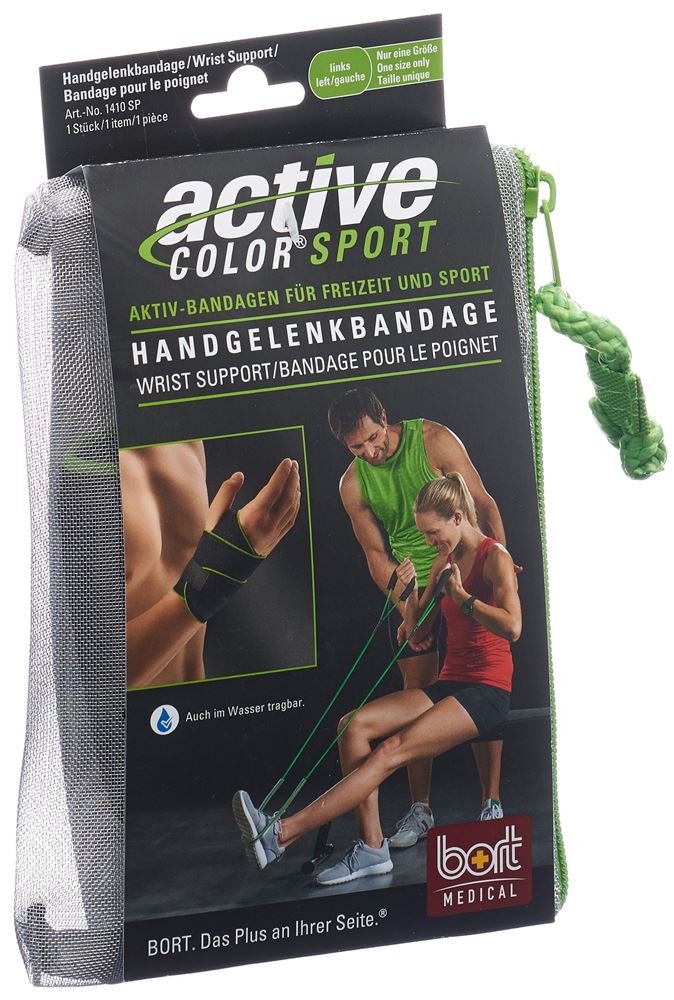 BORT ActiveColor Sport Handgelenkbandage links schwarz/grün 1 Stk