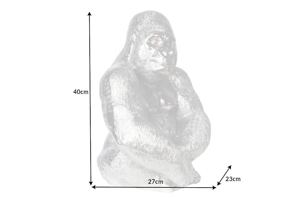 Dekorative Gorillafigur KONG 40cm silber handmade Metall Skulptur