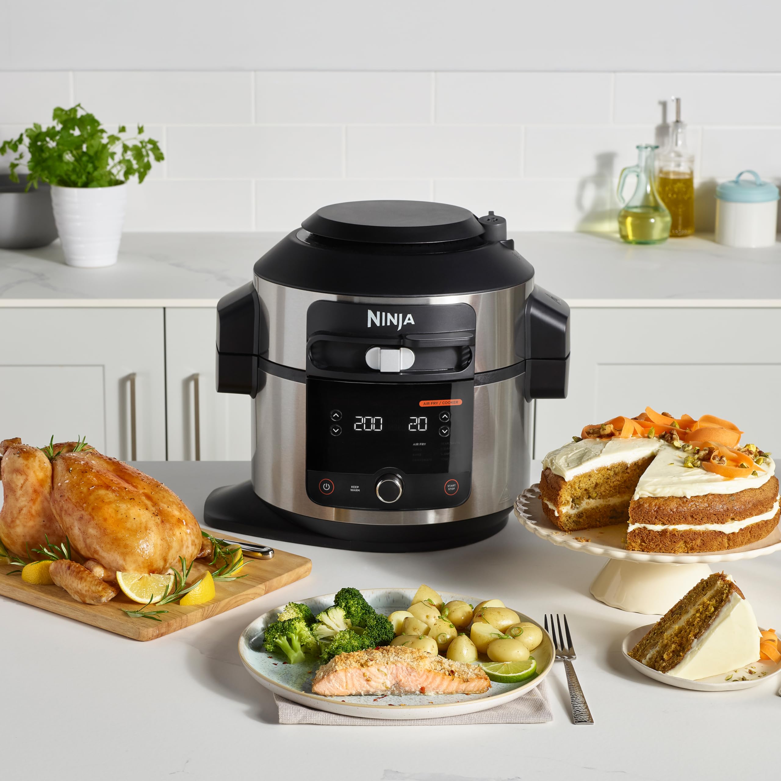 Ninja Foodi Multicuiseur avec SmartLid, 11 en 1, 6L, Autocuiseur Multifonction, Cuisson sous pression, Air Fryer, Friteuse à air, Vapeur combinée, Mij