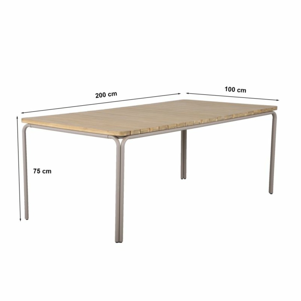 Ensemble table asti en bois d'acacia fsc 200 cm et 6 chaises de jardin