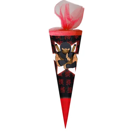 Nestler Schultüte Ninja Fighter, 50 cm, eckig, Tüll/Posa rot