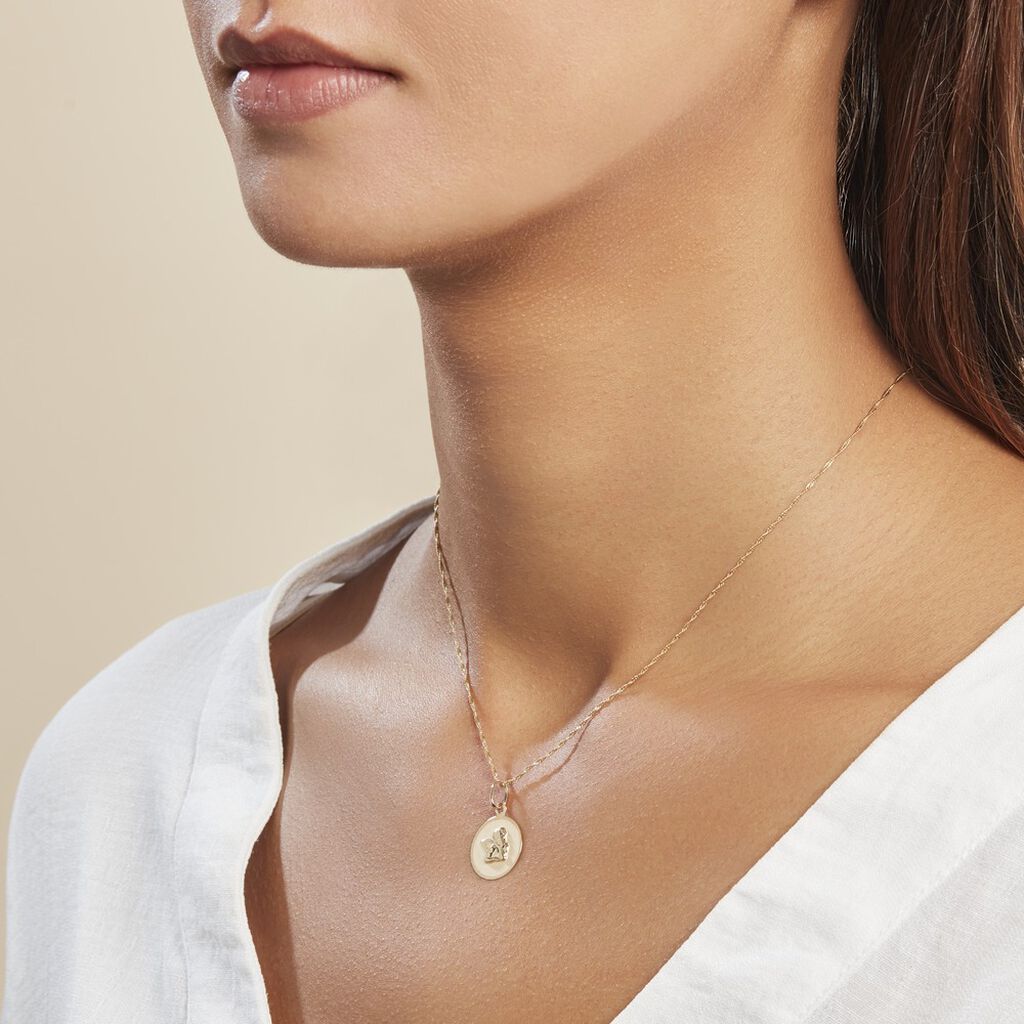 Pendentif Ange Rond Satine Or Jaune