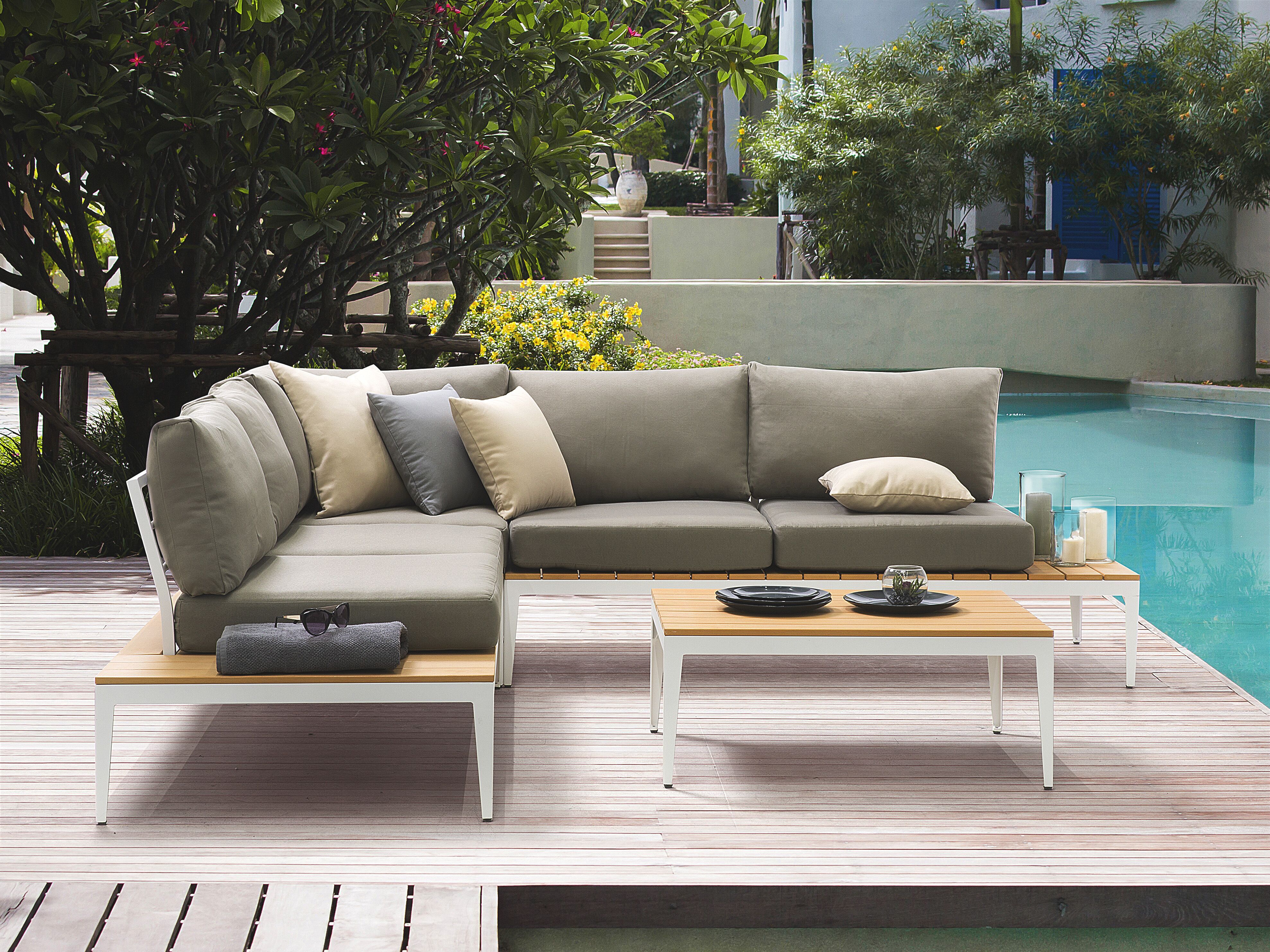 Tuin hoekloungeset met tafel 5-zits POSITANO Grijs