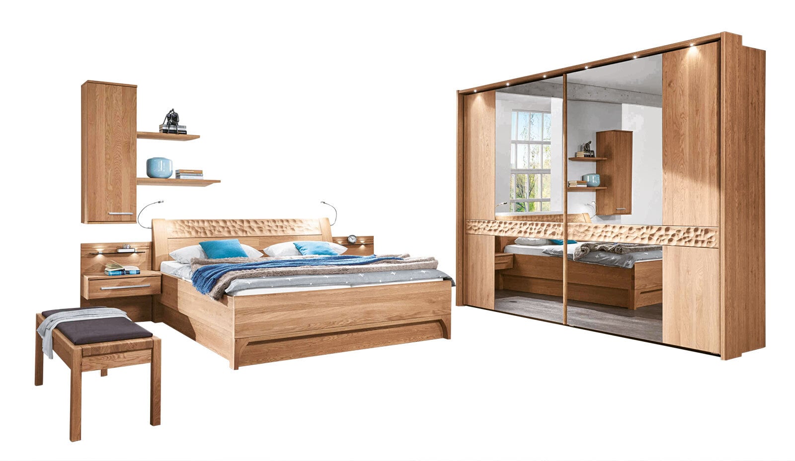 MONDO Schlafzimmer PAOLO I Eiche Natur teilmassiv 4-teilig