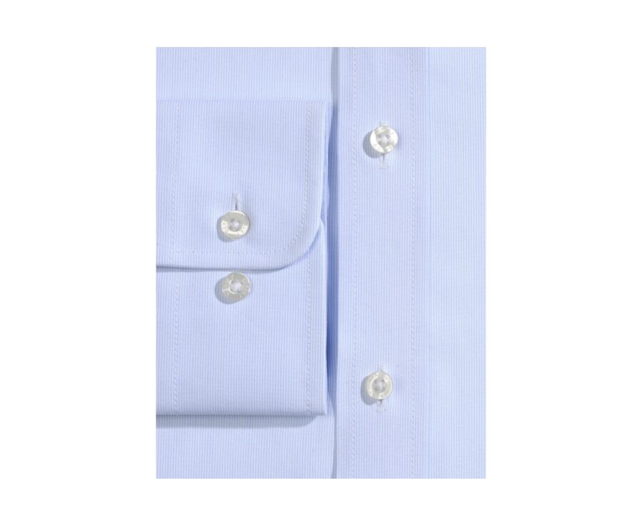 Chemise à fines rayures bleues - Col français - ANTOINE