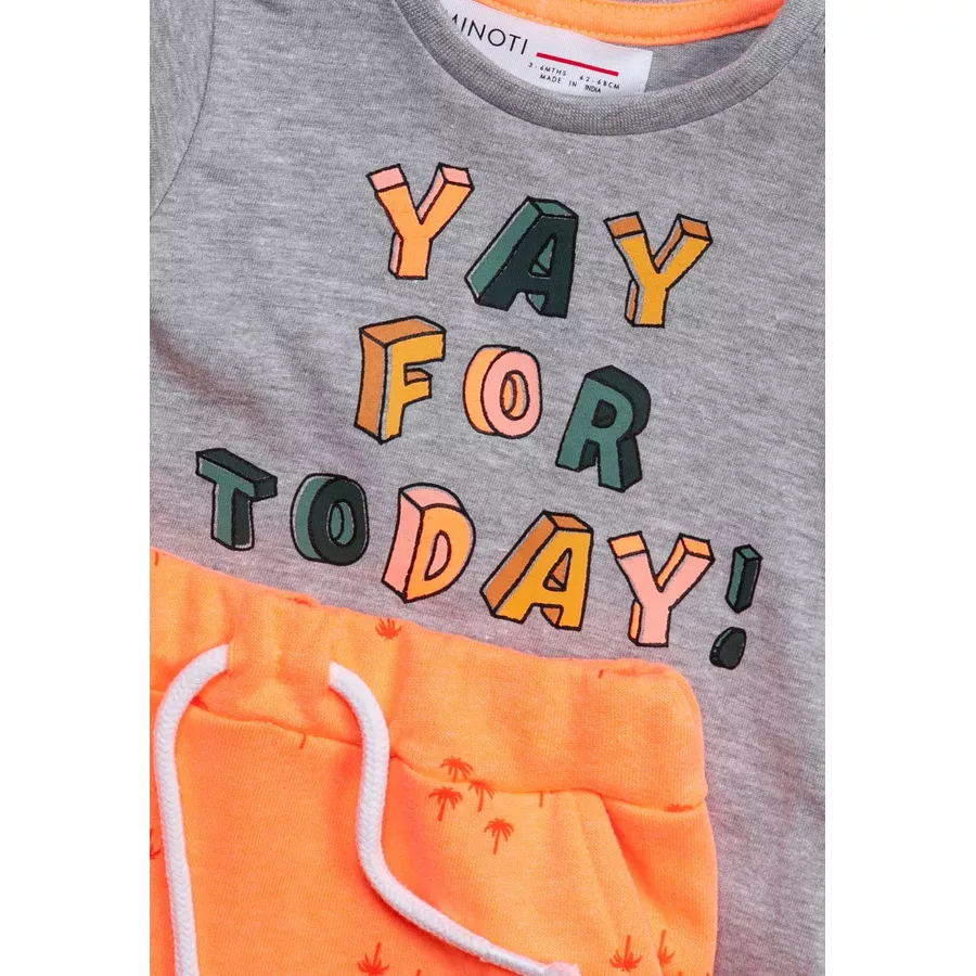 MINOTI Shorts und T-Shirt im Set GrauOrange