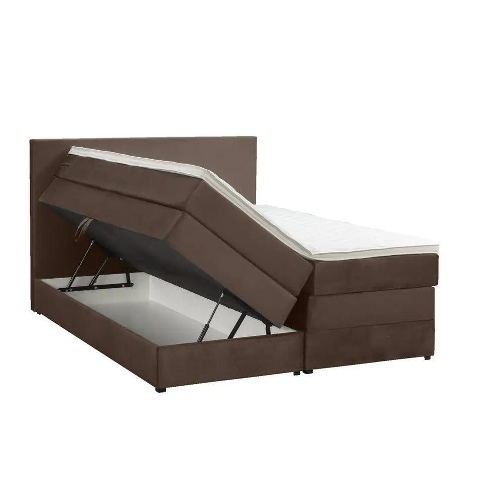 Boxspring met opbergruimte Liv egaal - bruin - 140x200 cm