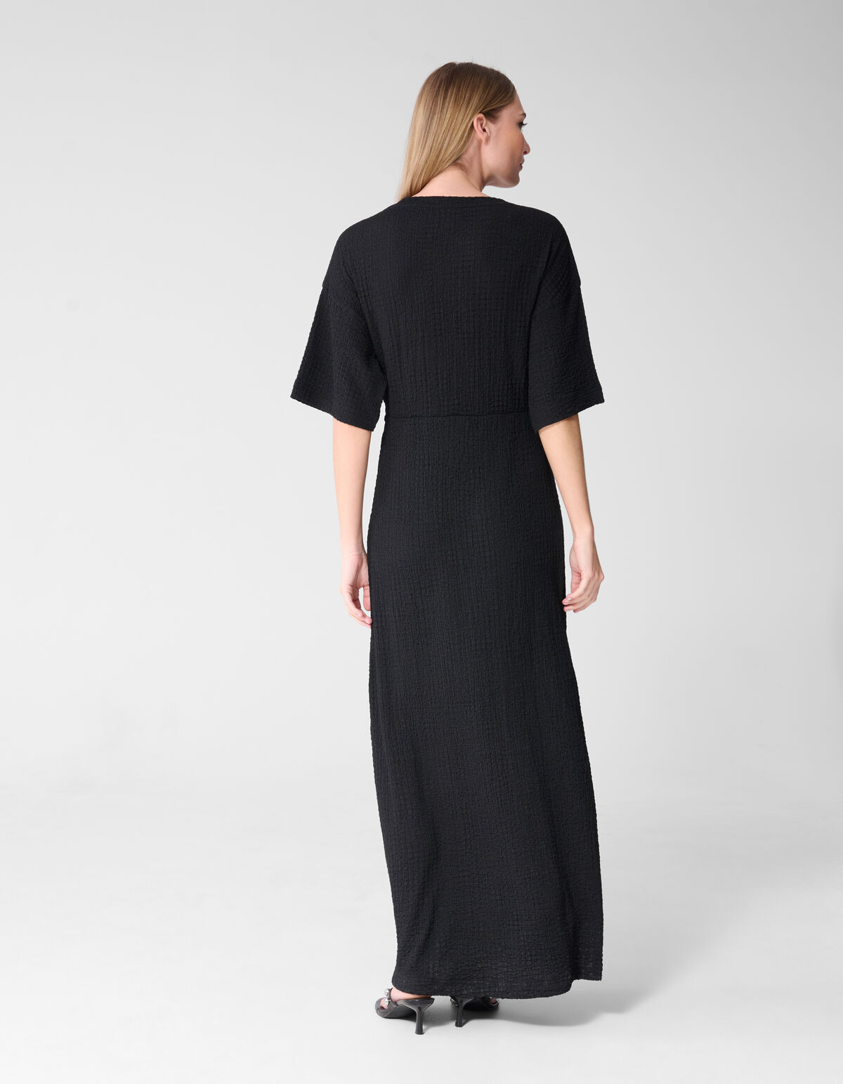 Organic Crinkle Maxi Jurk Zwart