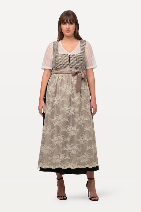 Dirndl, doppellagige Schürze, Carree-Ausschnitt, ärmellos