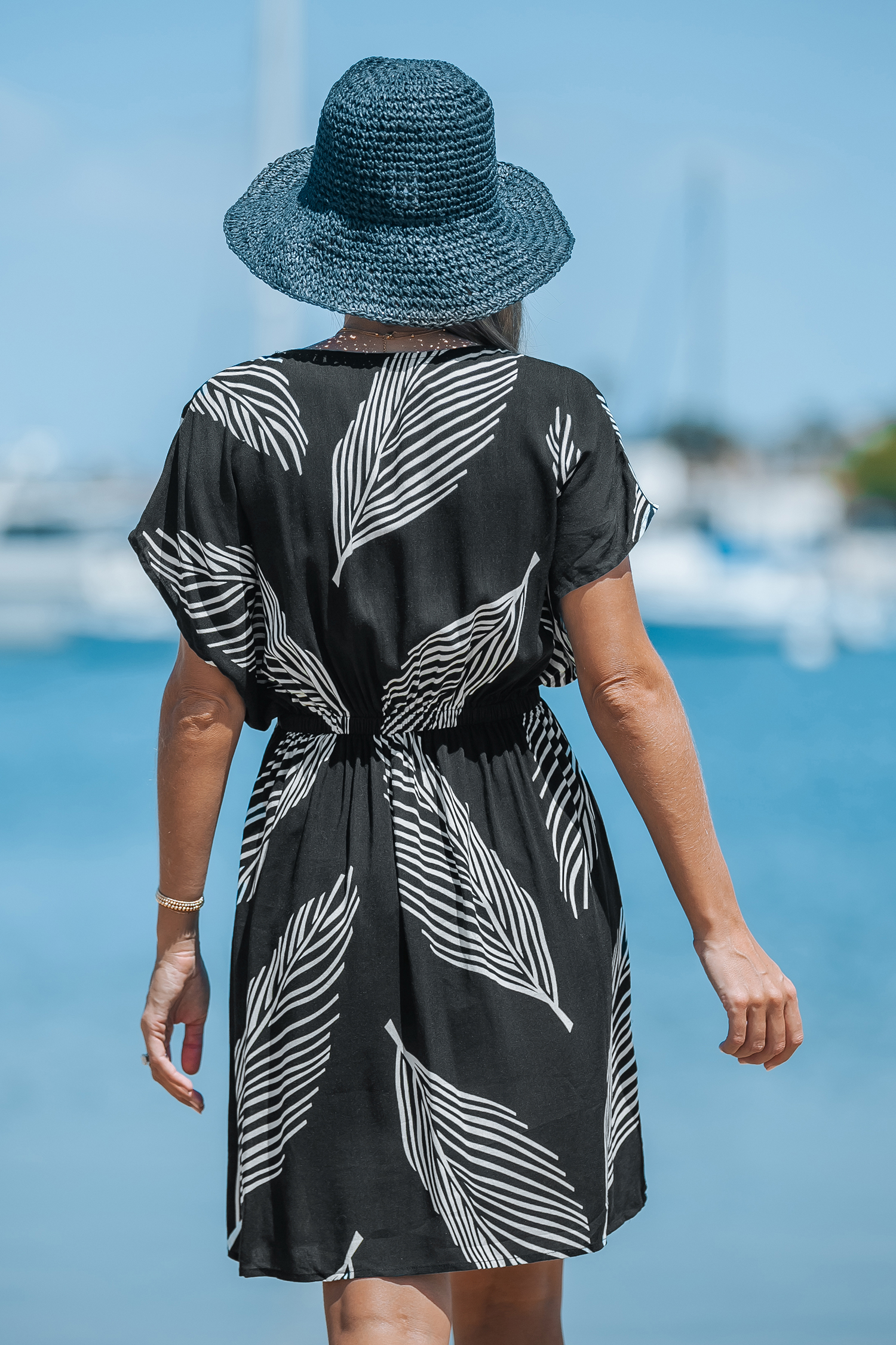 Robe cover up à imprimé feuilles