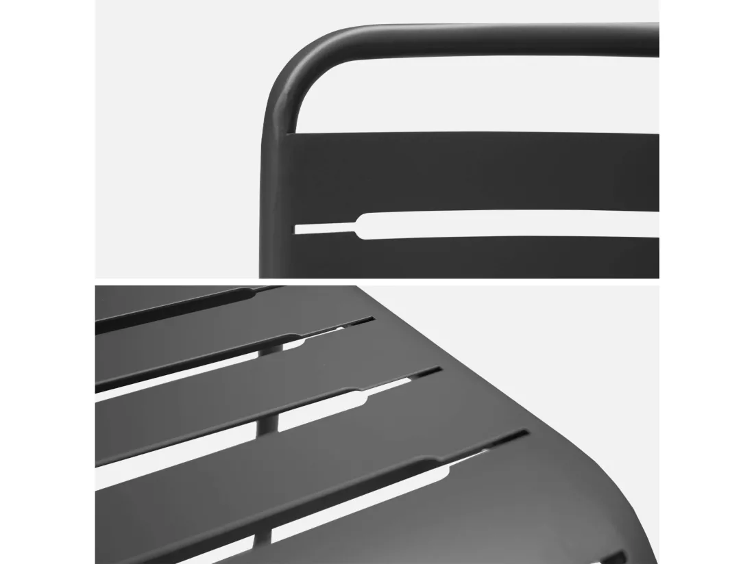 Lot de 2 chaises de jardin acier. 2 places. anthracite. Amelia. L44 x P52 x H79cm