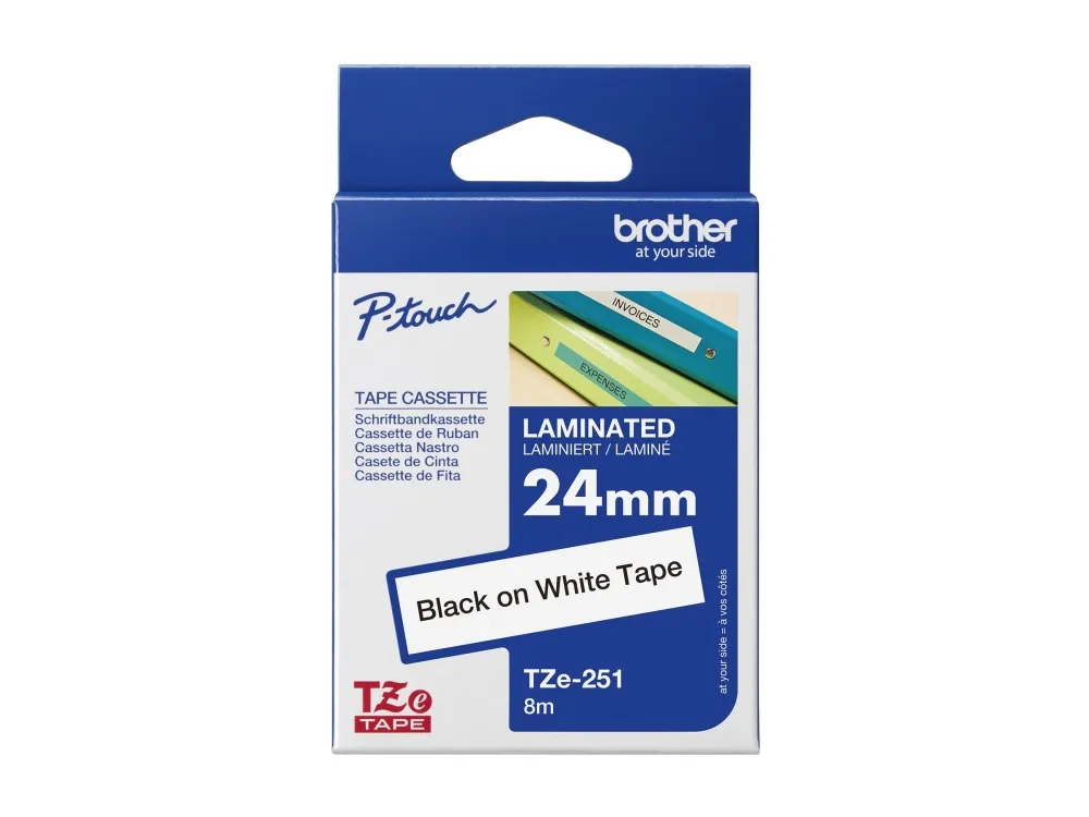 Brother TZe-251 labeltape - sort på hvid 24mm x 8m