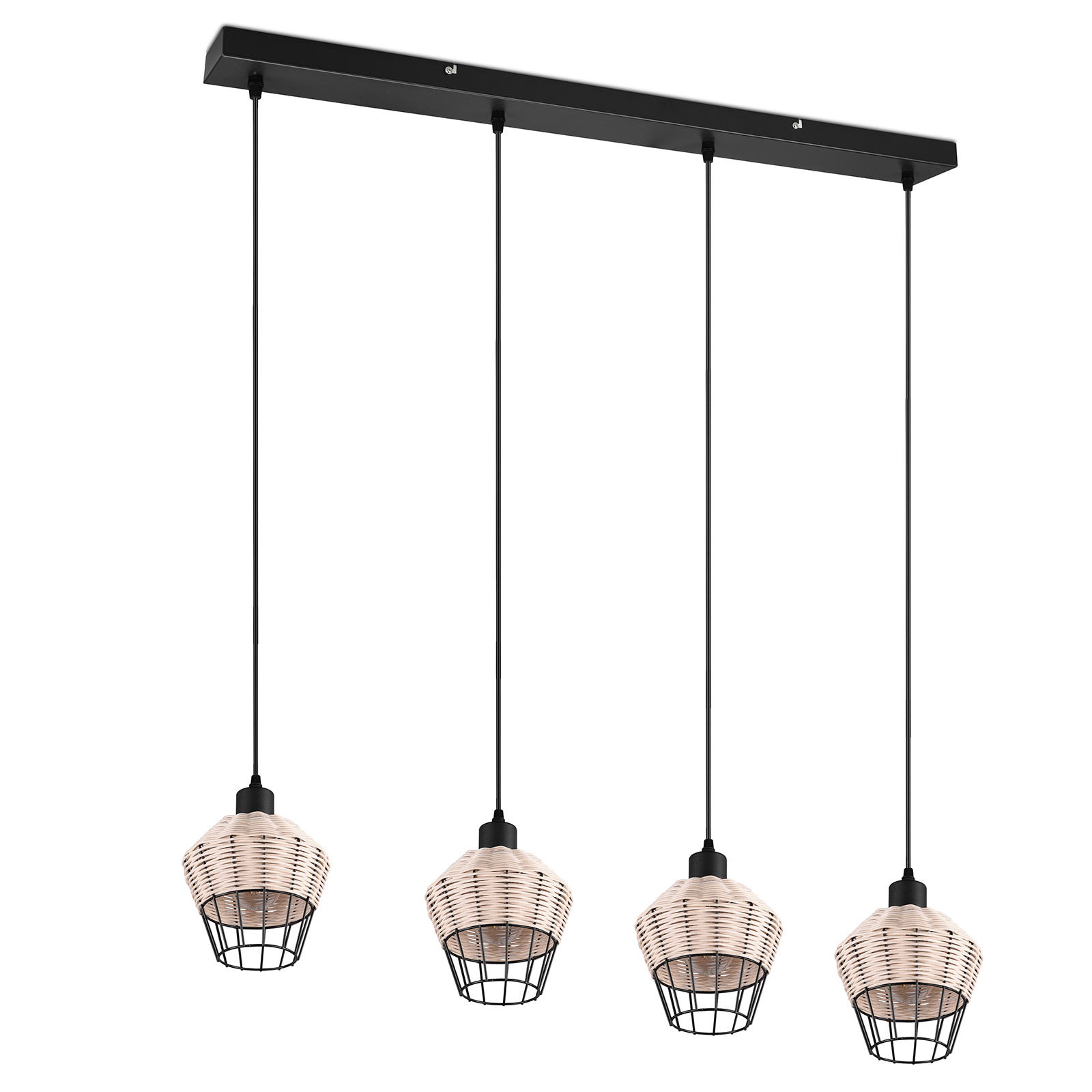 Pendelleuchte - natur-schwarz - Rattan
