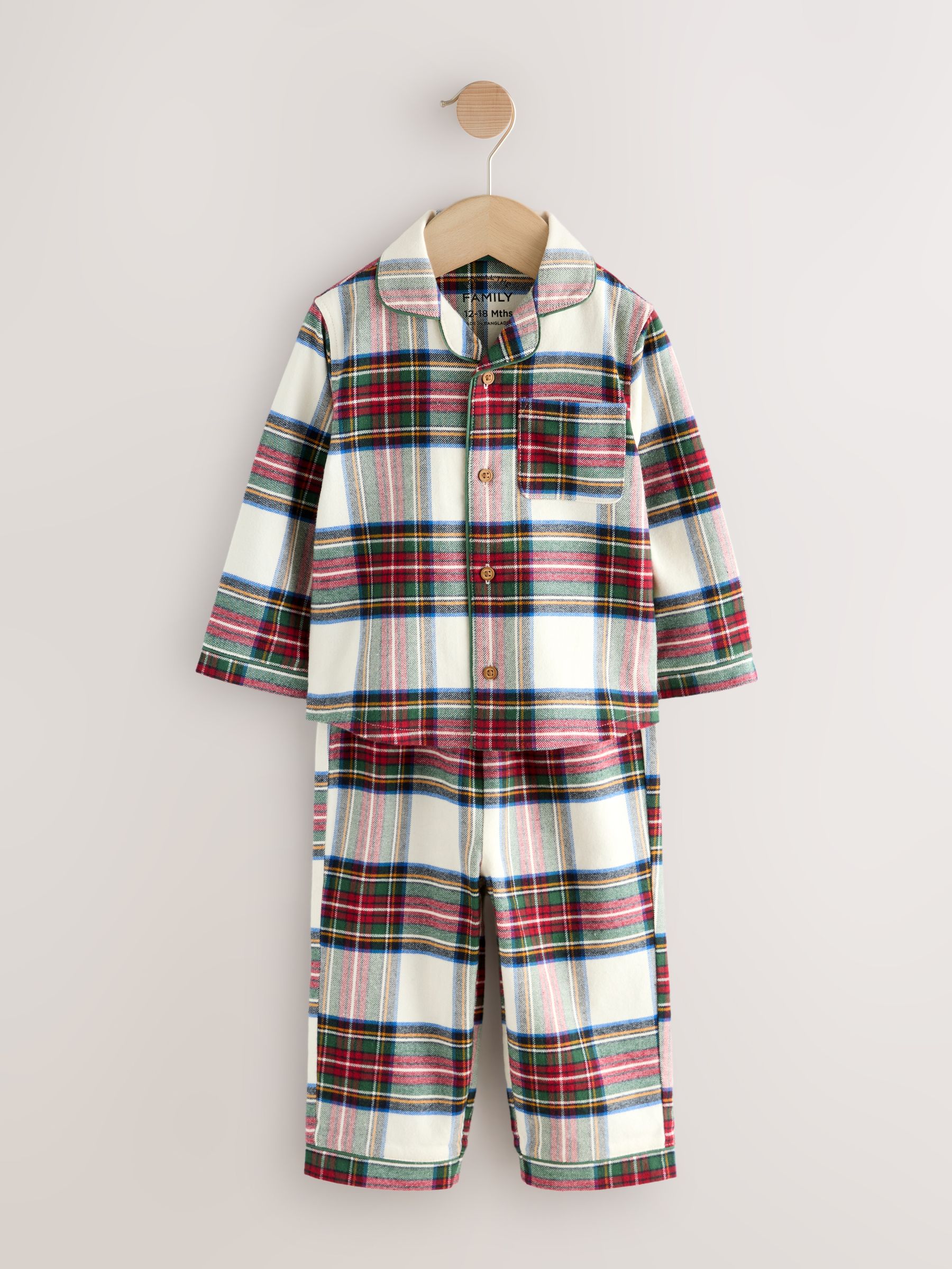 Rood/wit geruit - Matching Family - Kerstpyjama met knoopsluiting (9mnd-16jr)