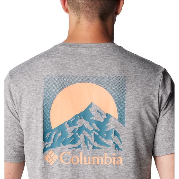 T-shirt randonnée COLUMBIA KWICK HIKE BACK GRAPHIC SHORT SLEEVE TEE BOULDER HEATHER/MOONSCAPE
