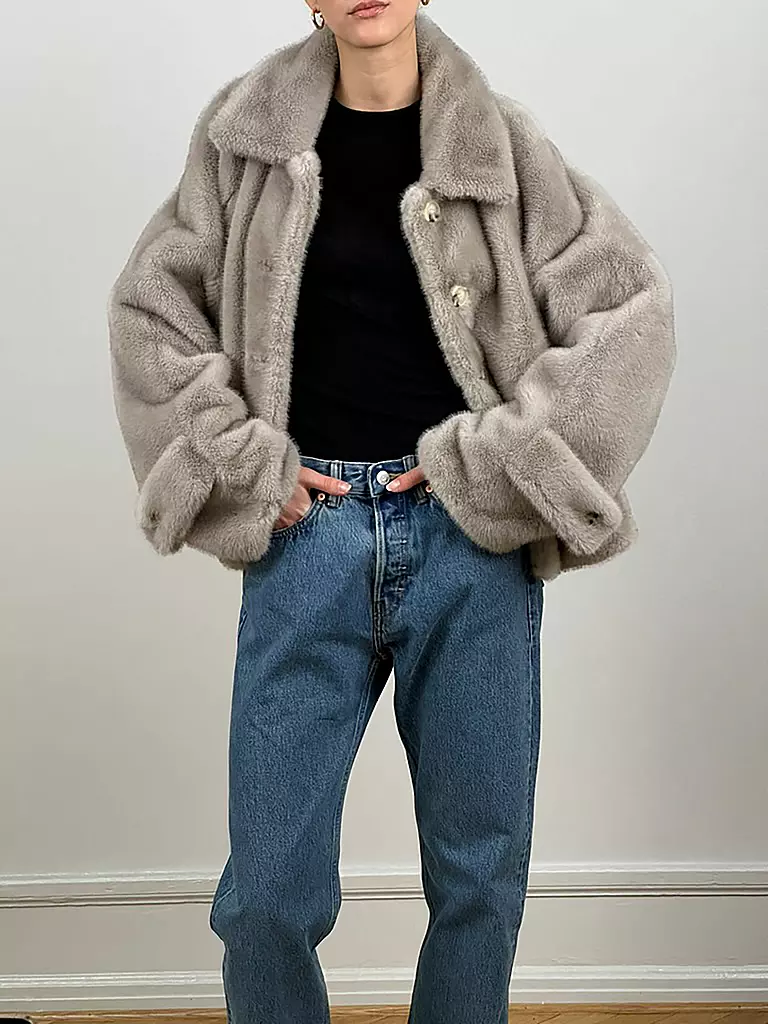 MEOTINE Jacke in Felloptik hellbraun