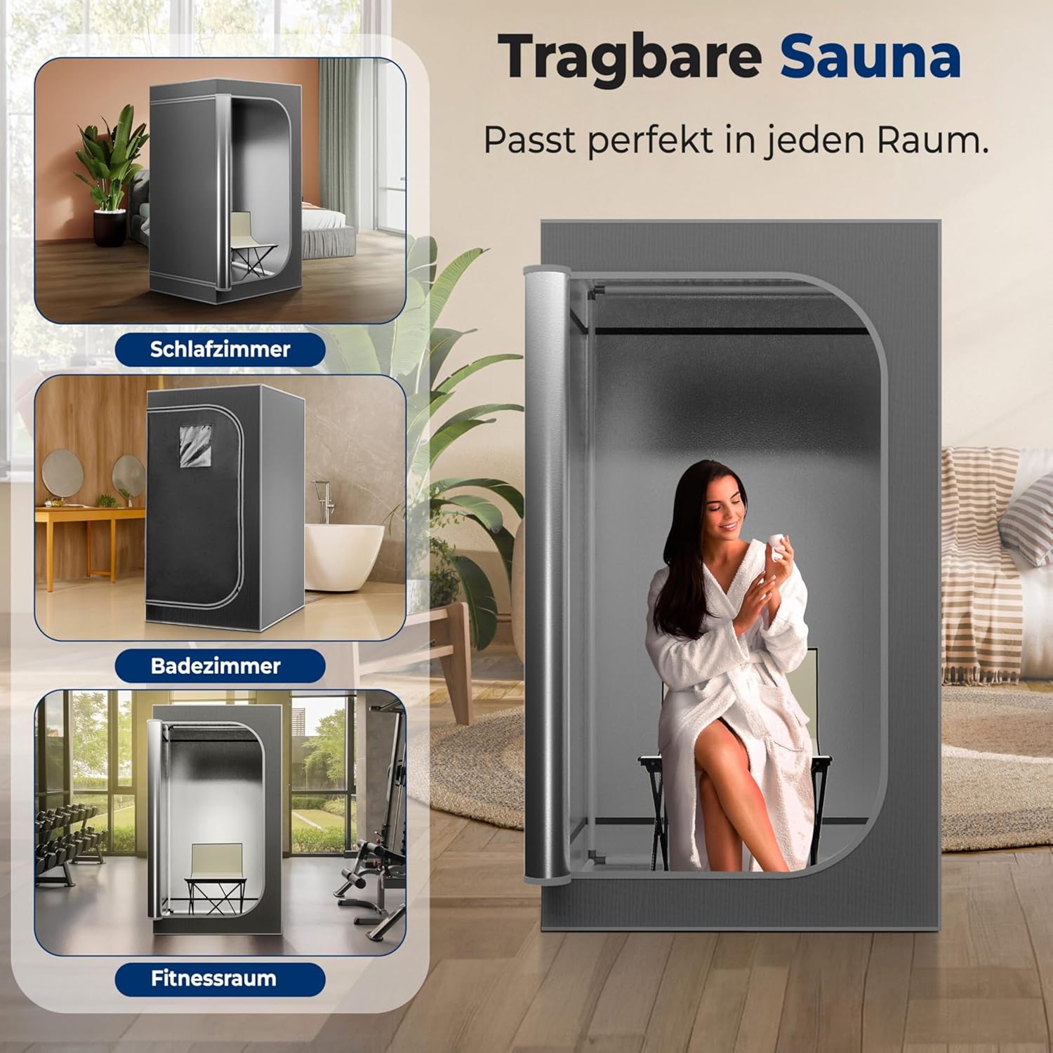 SereneLife Portable Sauna for Home, Steam Sauna Tent with 4L Steamer, Folding Sauna Chair, Compact Personal Detox Sauna, Remote Control In-Home Spa, 71
