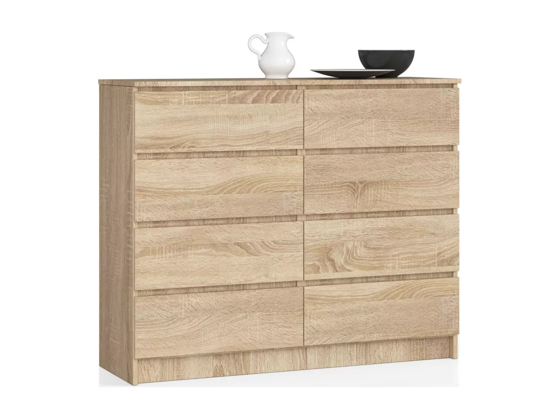 Commode AKORD K140 Chêne Sonoma 138 cm 8 tiroirs façade Chêne Sonoma 138x40x99 cm
