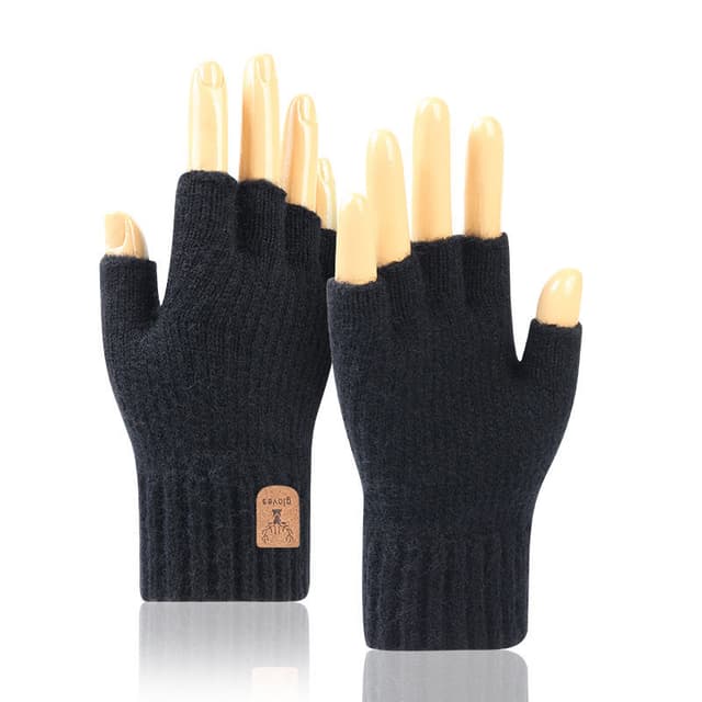Halvfinger vinterhandsker Sort