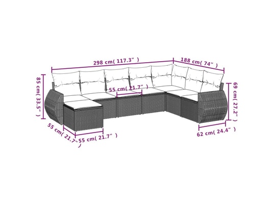 VIDAXL - Canapé Salon de jardin 8 pcs avec coussins noir résine tressée