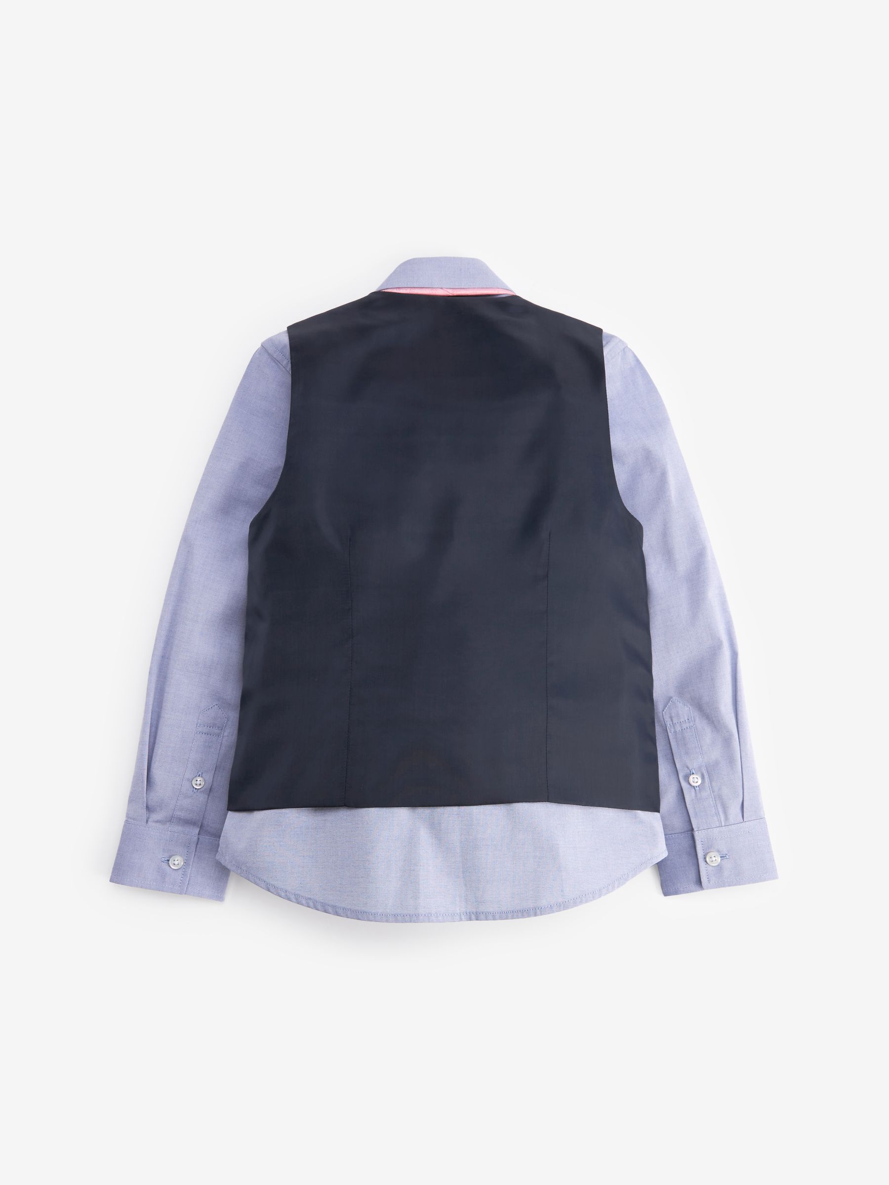 Set van blauw geruit herenvest, blauw overhemd en stropdas - Herenvest (12 mnd-16 jr)