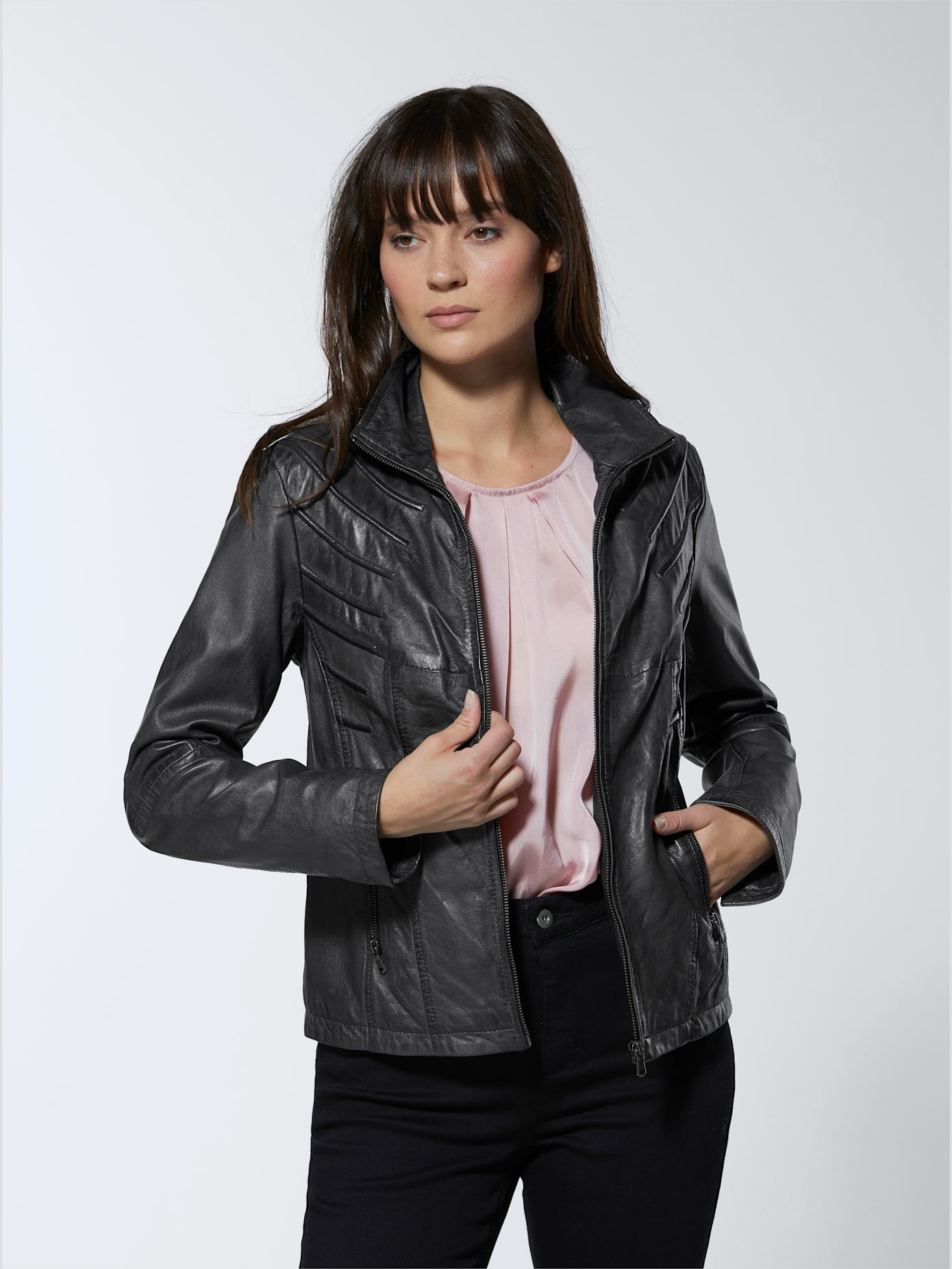Veste en cuir pur cuir d'agneau nappa