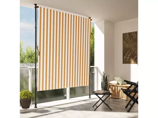 Store roulant d'extérieur orange et blanc 150x270cm tissu acier