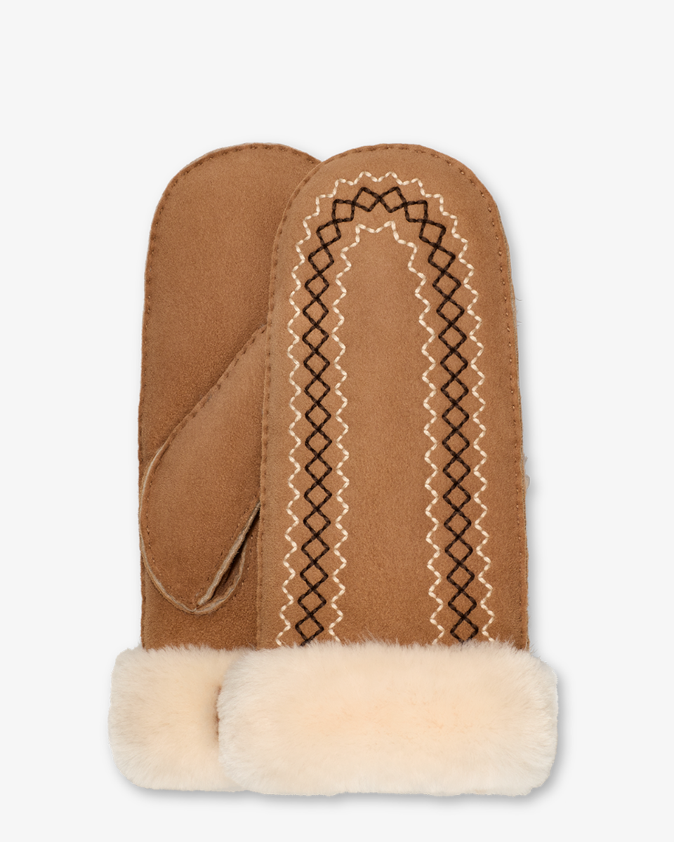 UGG Atherson Embroidered Mitten Chestnut Dameshandschoenen