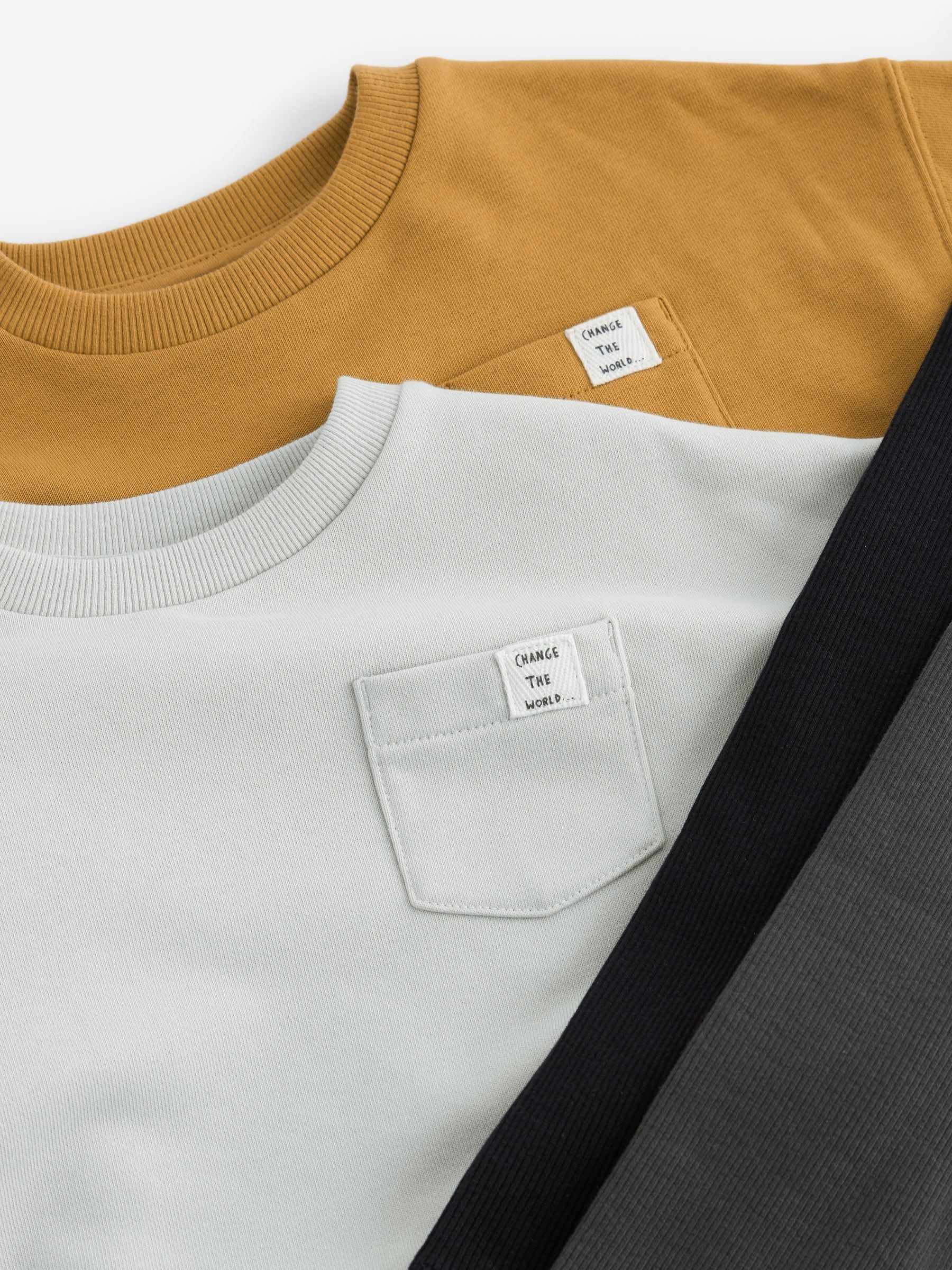 Grijs/okergeel - Set van 2 T-shirts met lange mouwen en leggings (3mnd-7jr)