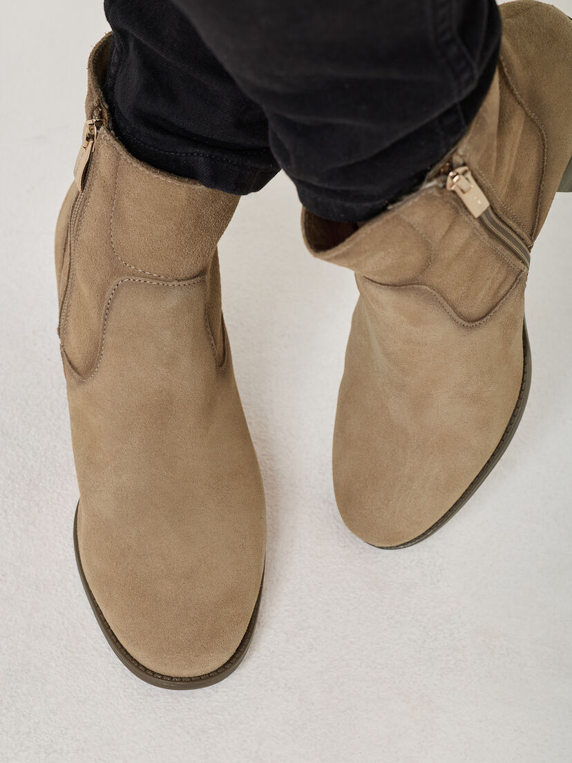 Leren Enkellaarsje - beige