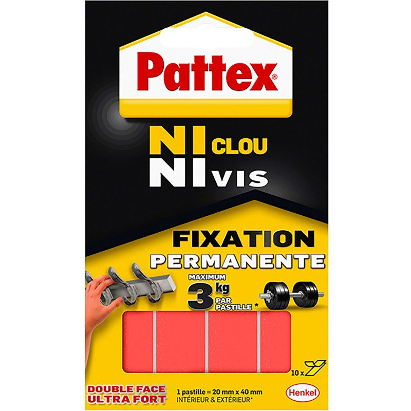 Pastille adhésive blanche Pattex 3 kg - Etui de 10