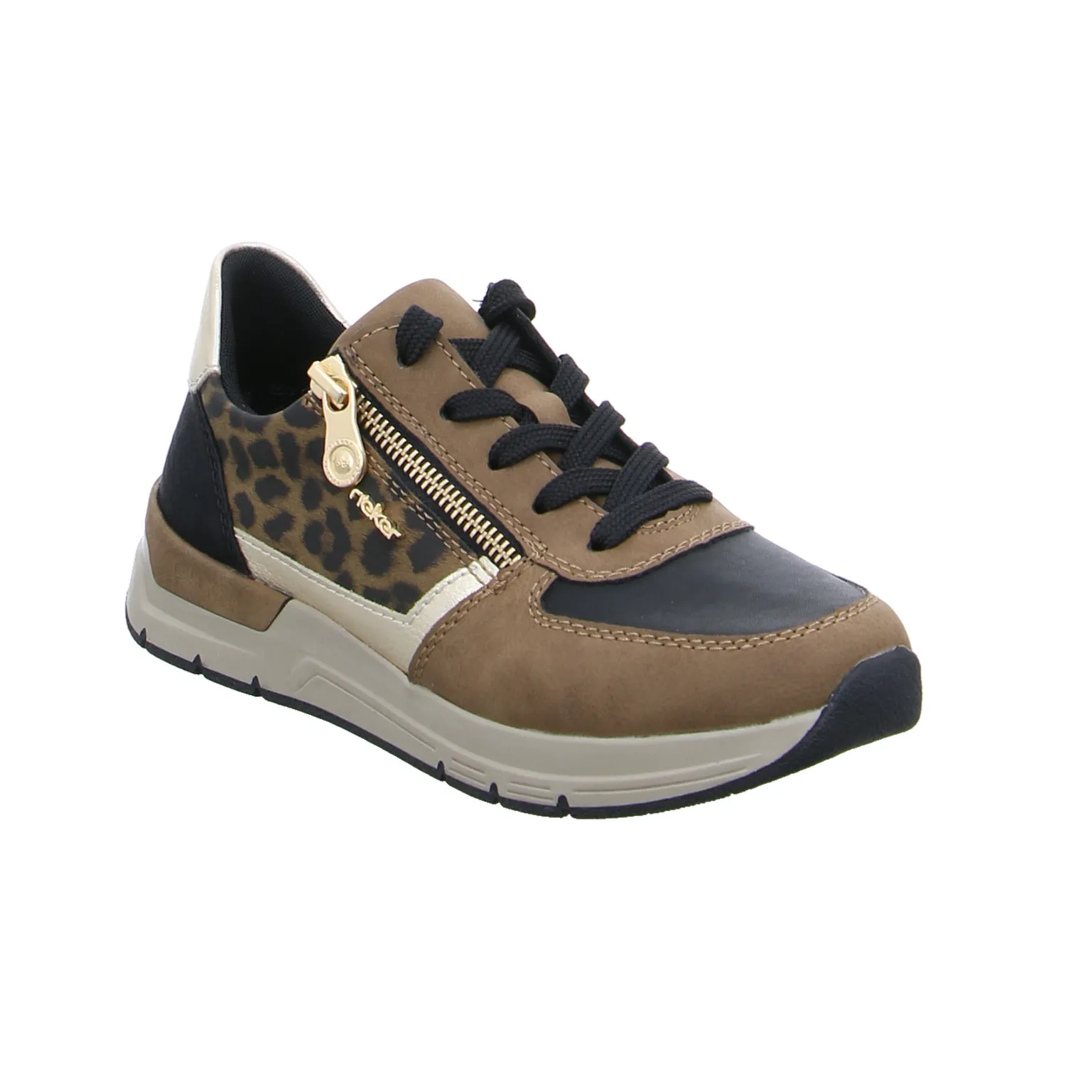 RIEKER Sneaker Beige Lederimitat  mit Wechselfussbett
