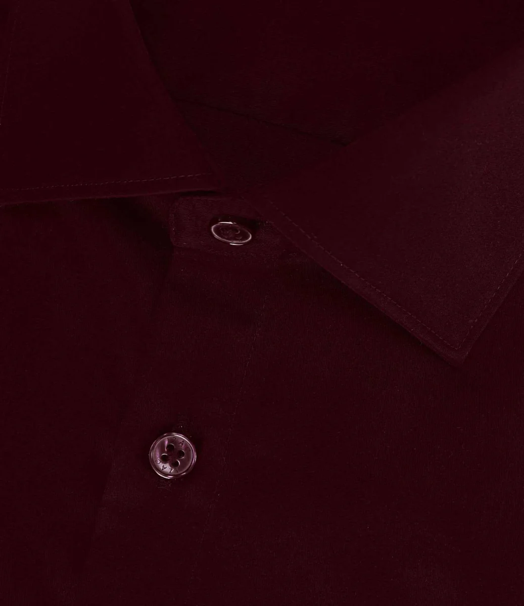 Chemise slim en satin de coton bordeaux SATINSLIM
