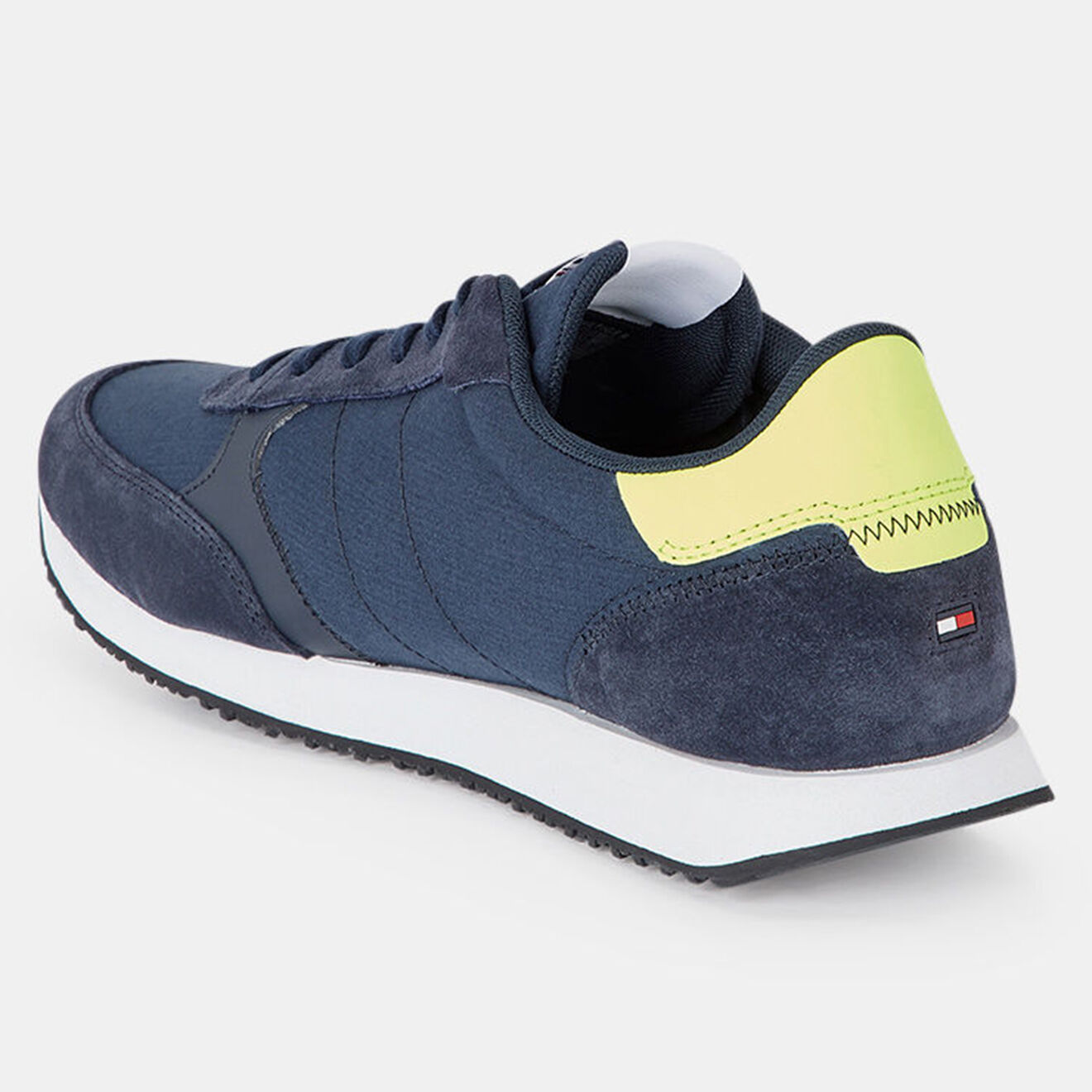 Tommy Hilfiger Baskets running en Velours de Cuir & Coton Mix Matières bleu marine