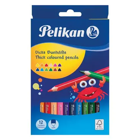 Pelikan Buntstifte dreieckige dicke Holzstifte 12 Stück
