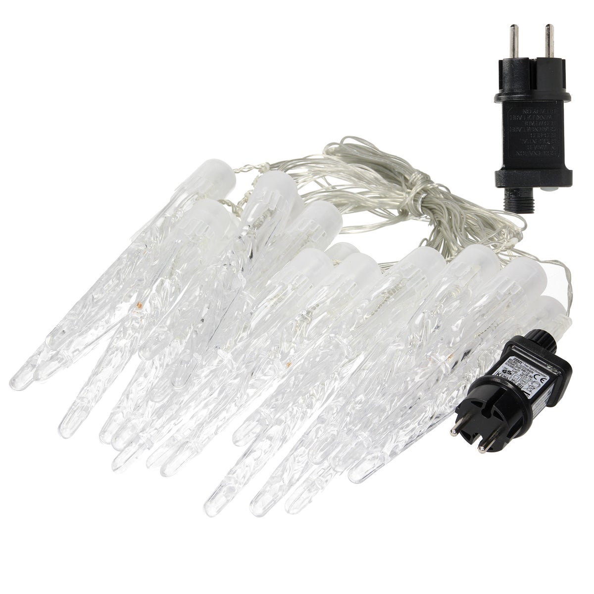 ECD Germany LED-ijspegelverlichting, koel wit, 40 ijspegels, 5,7 m gordijn + 5 m snoer, 8 lichtstanden + timer, waterdicht IP44 binnen/buiten, ijspegelverlichting, kerstversiering