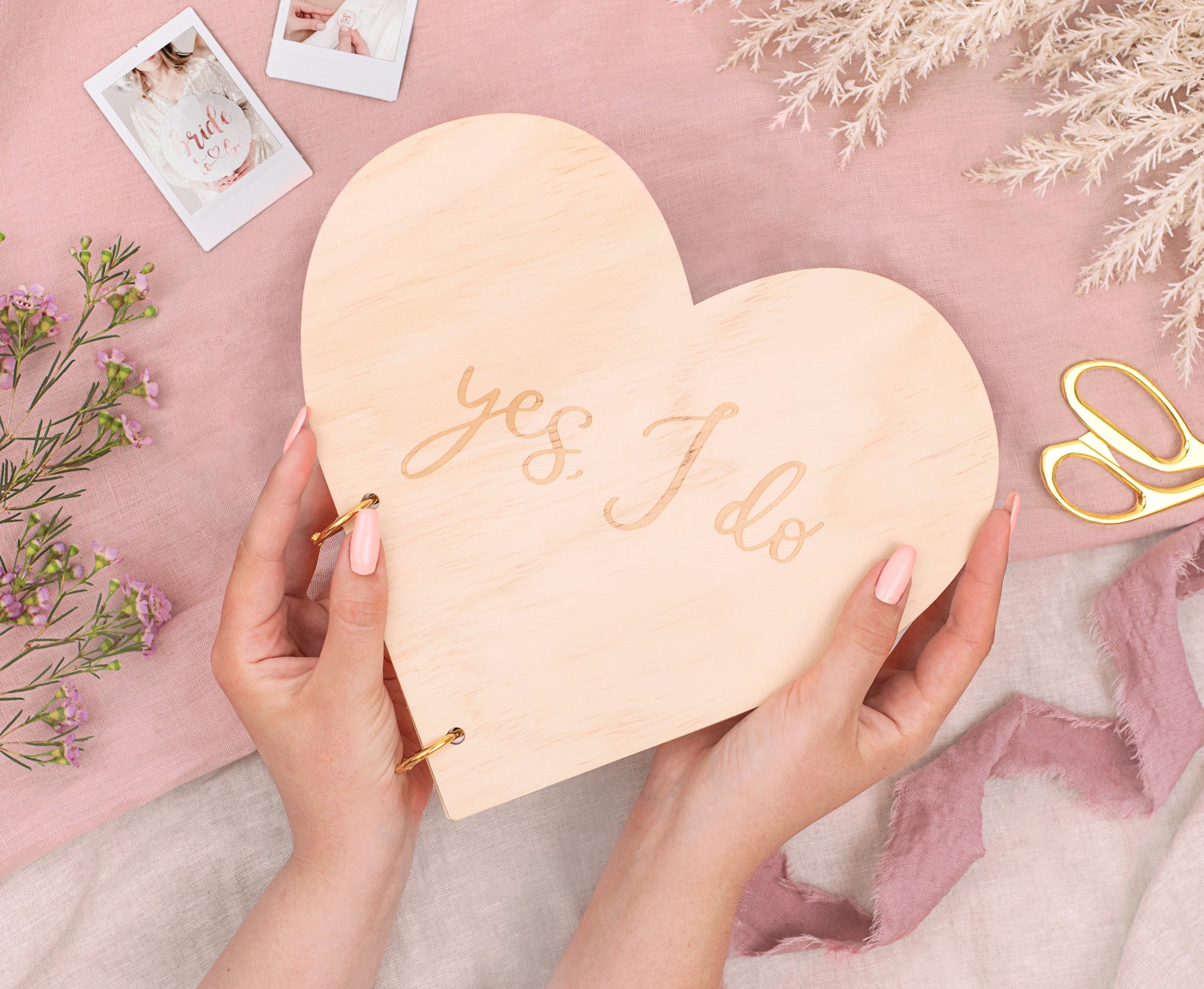Gastenboek Hart Yes I Do Hout