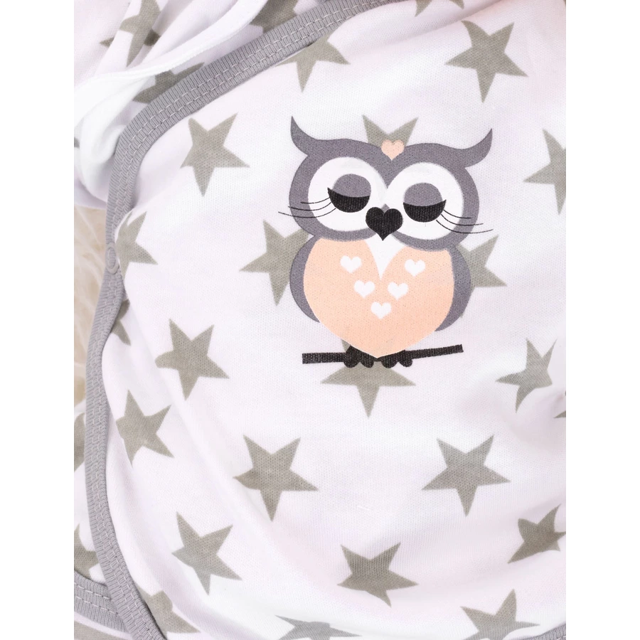 Baby Sweets 3tlg Set Shirt + Hose + Mütze Eule & Sterne weiß grau