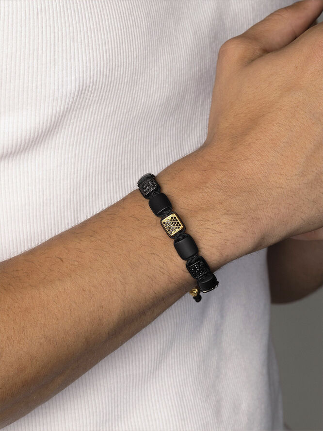 Nialaya The CZ Flatbead Collection - Black Onyx and Black CZ Black