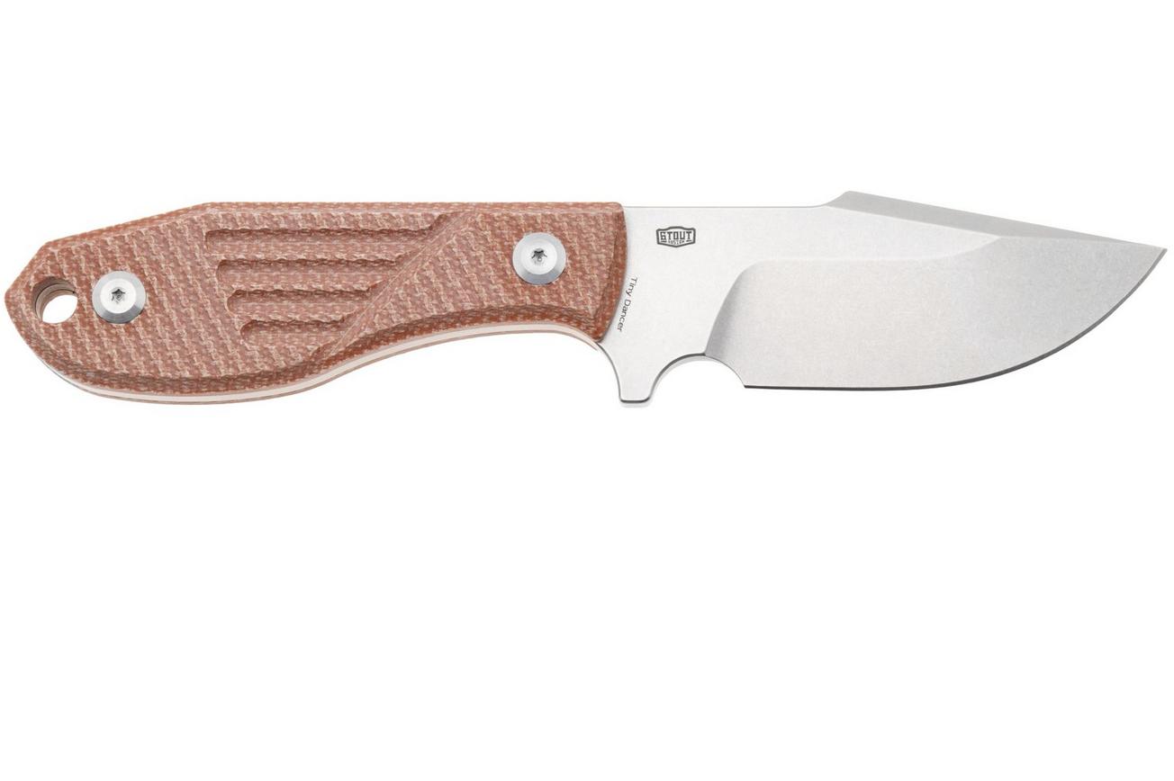 Tenable Knives Tiny Dancer G014A5 Stonewashed D2, Brown Micarta, vaststaand mes, Jonathan Styles design