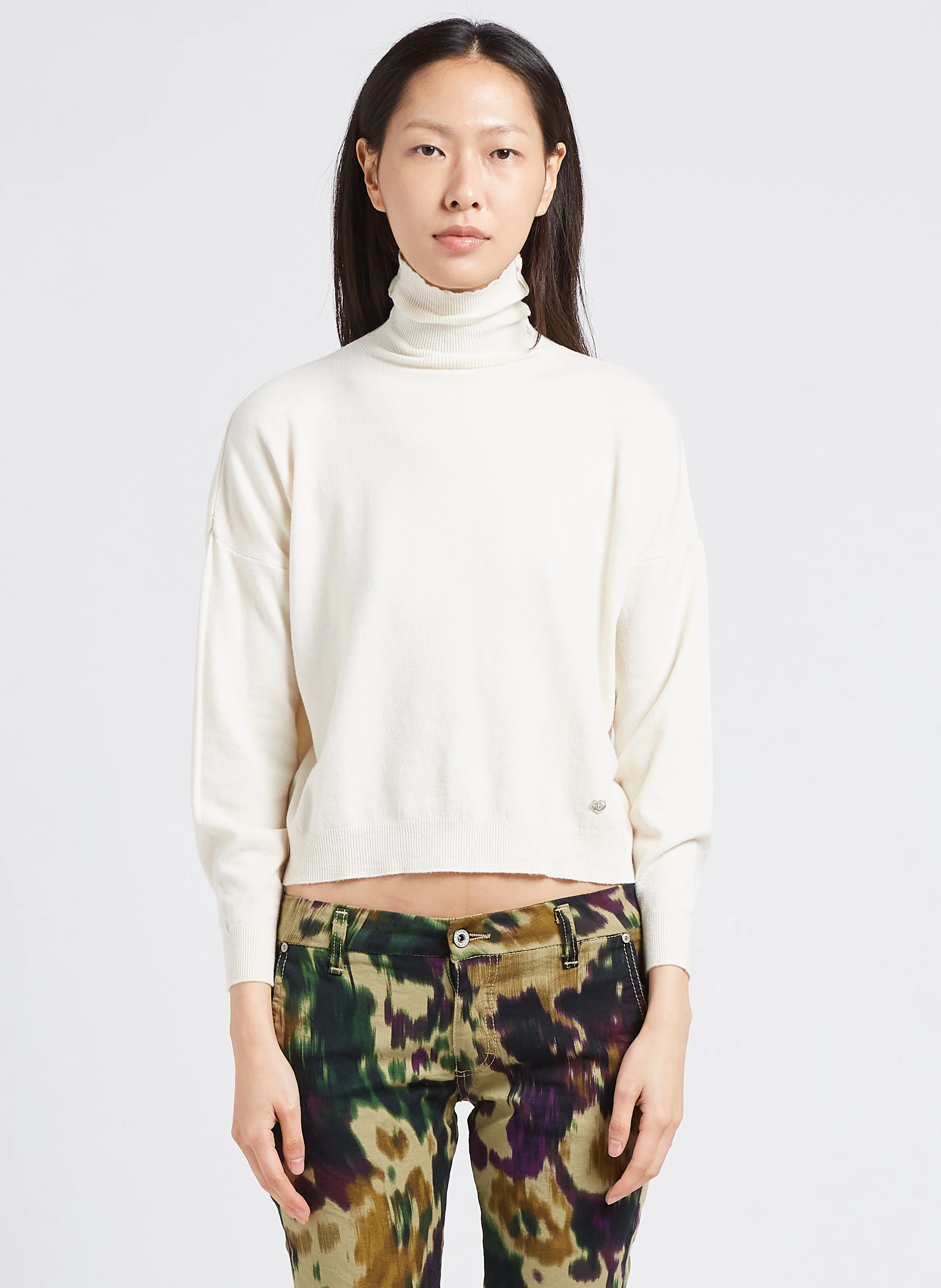 Pull col roulé droit | Blanc