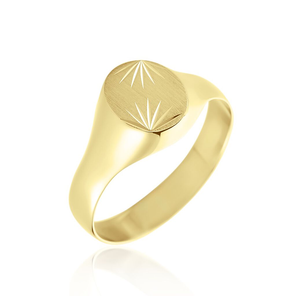 Chevalière Ovale Diamantee Soleil Or Jaune